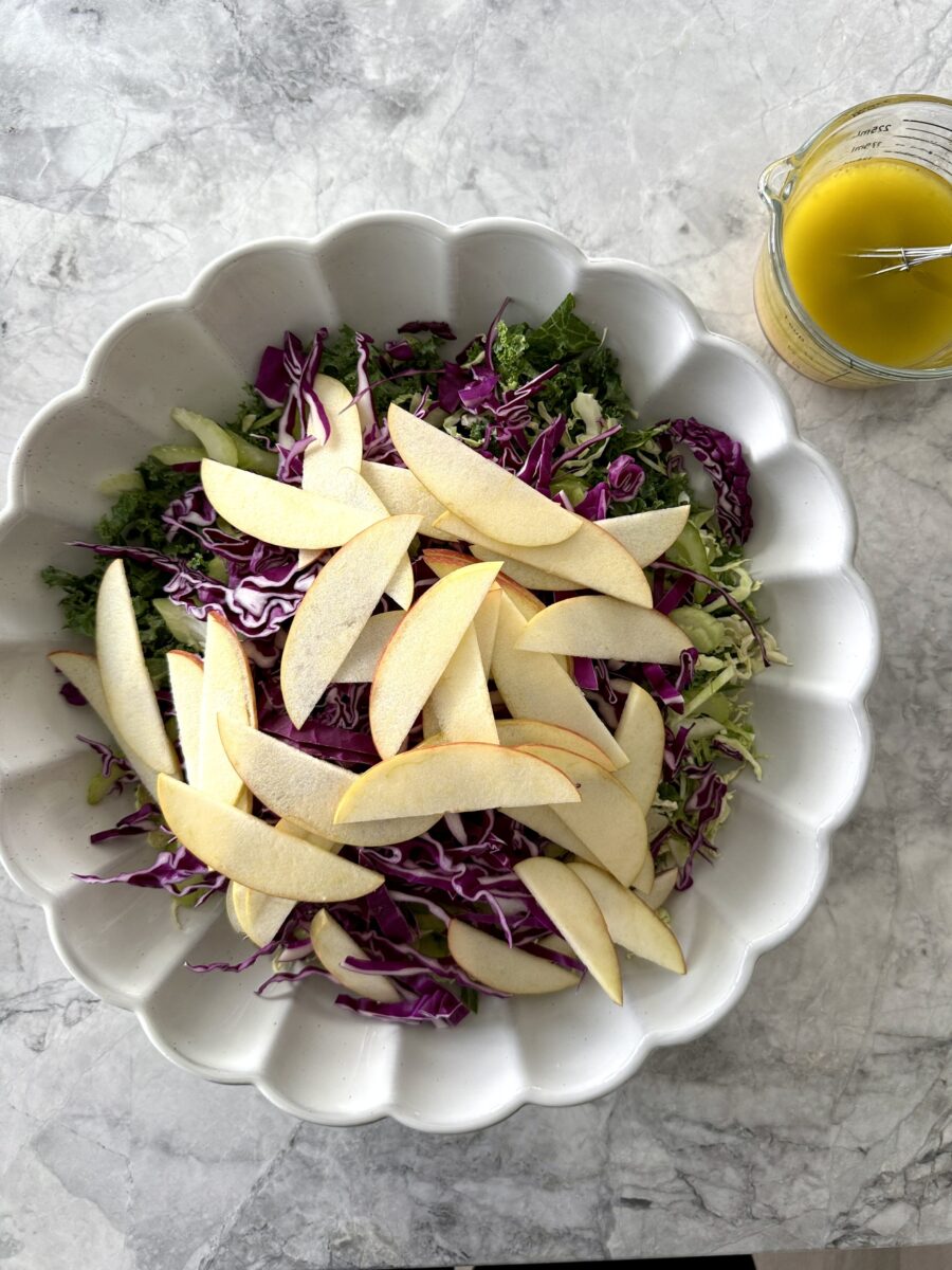 Shredded Kale & Cabbage Salad with Apple Cider Vinaigrette