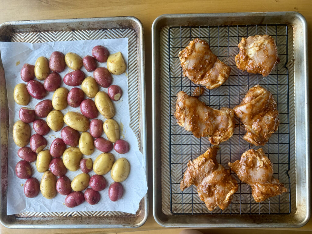 Sheet Pan Recipe: Marinated Chicken and Baby Potatoes