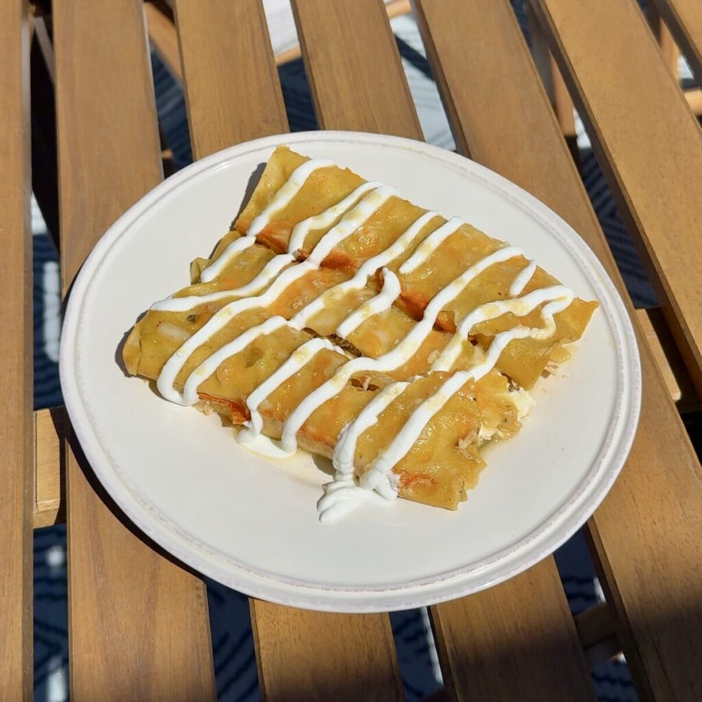 Chicken Enchiladas: Serve with additional Greek yogurt and enjoy