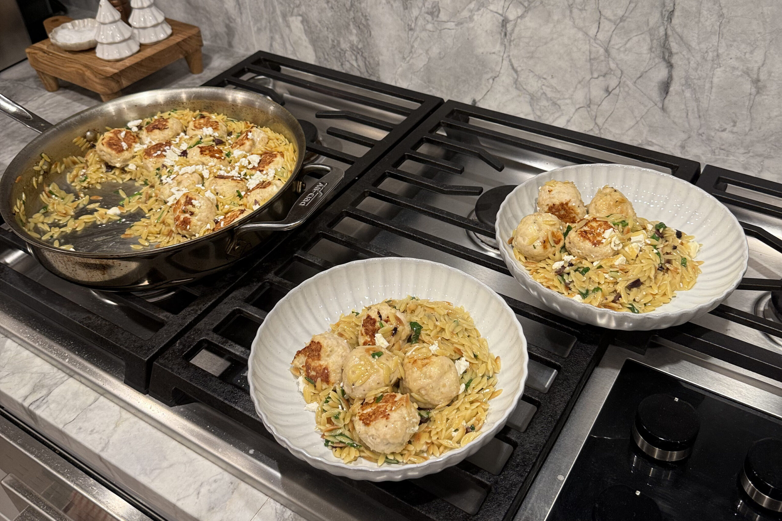 Greek meatballs and orzo