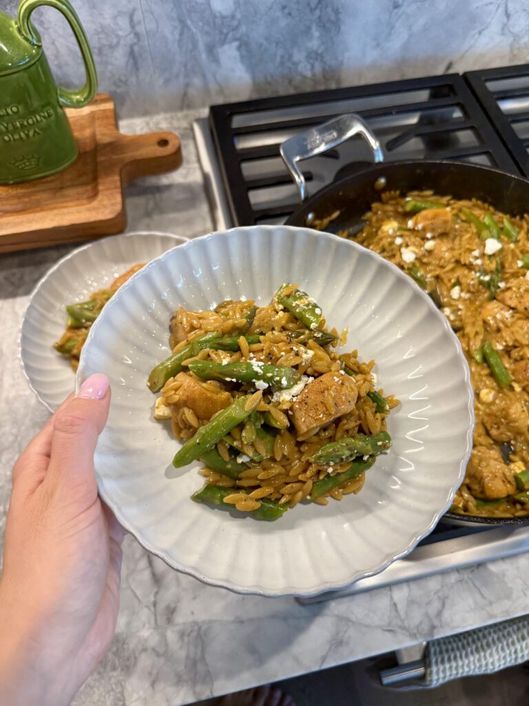 Dairy-free Lemon Chicken Orzo with Asparagus
